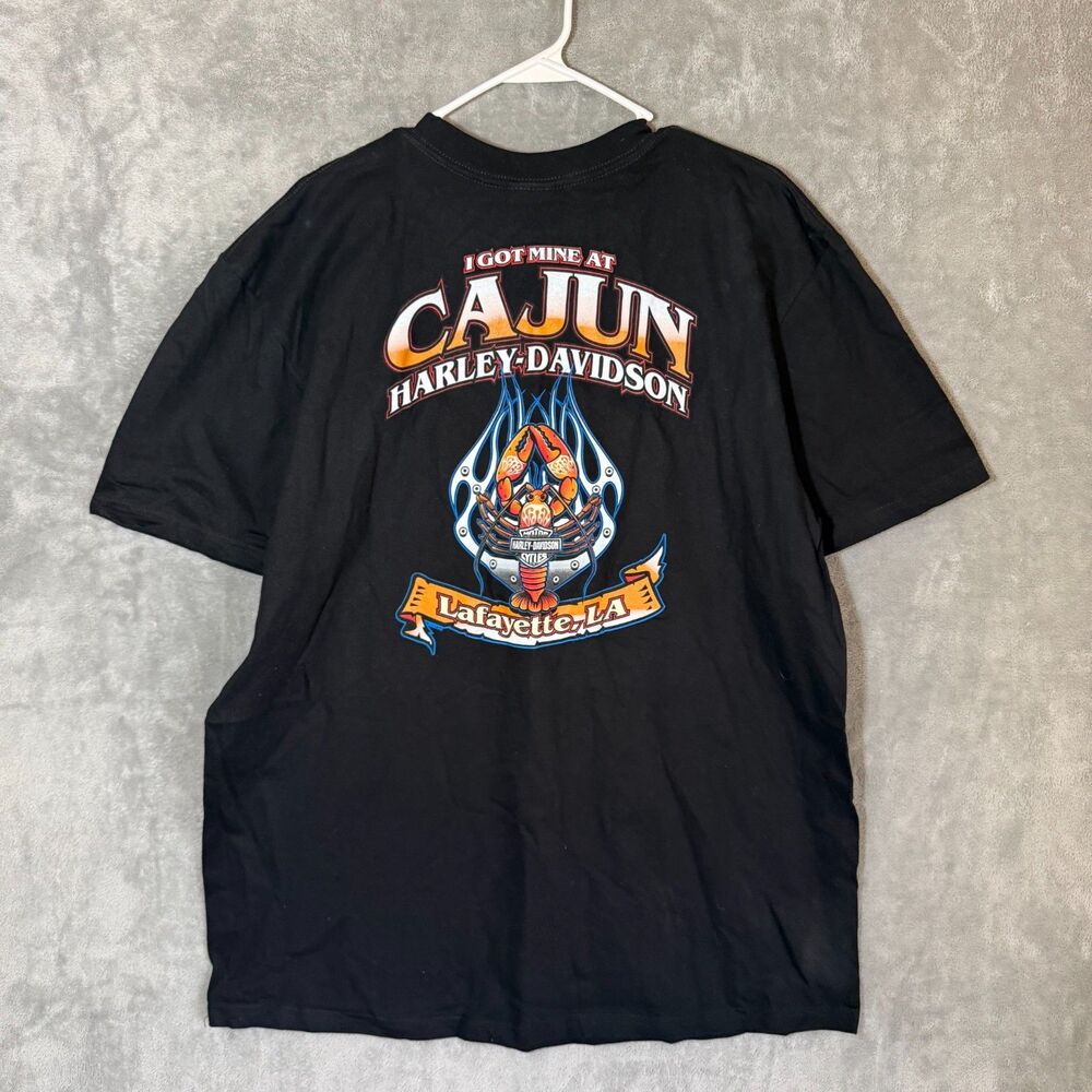 NWT Harley-Davidson T-Shirt XL Black Graphic Motorcycle Cajun Lafayette Biker
